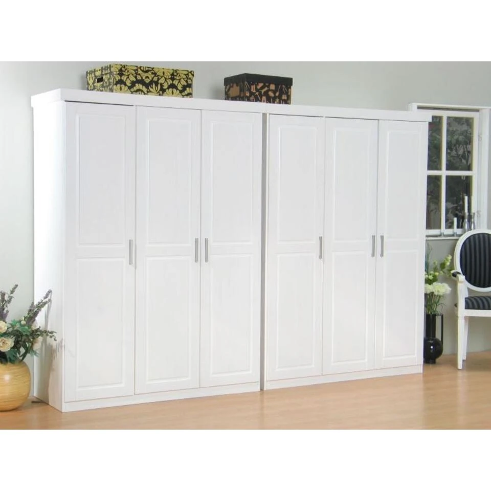 Hioshop Kledingkast Oslo Hout - 6 Deurs - Wit 4 Hioshop Kledingkast Oslo Hout - 6 Deurs - Wit - Afbeelding 2