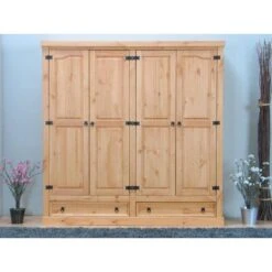 Hioshop Kledingkast New Mexico 4-deurs - Bruin -RoomStyle Verkoopwinkel 1000064524 0110