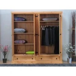 Hioshop Kledingkast New Mexico 4-deurs - Bruin -RoomStyle Verkoopwinkel 1000064524 0111