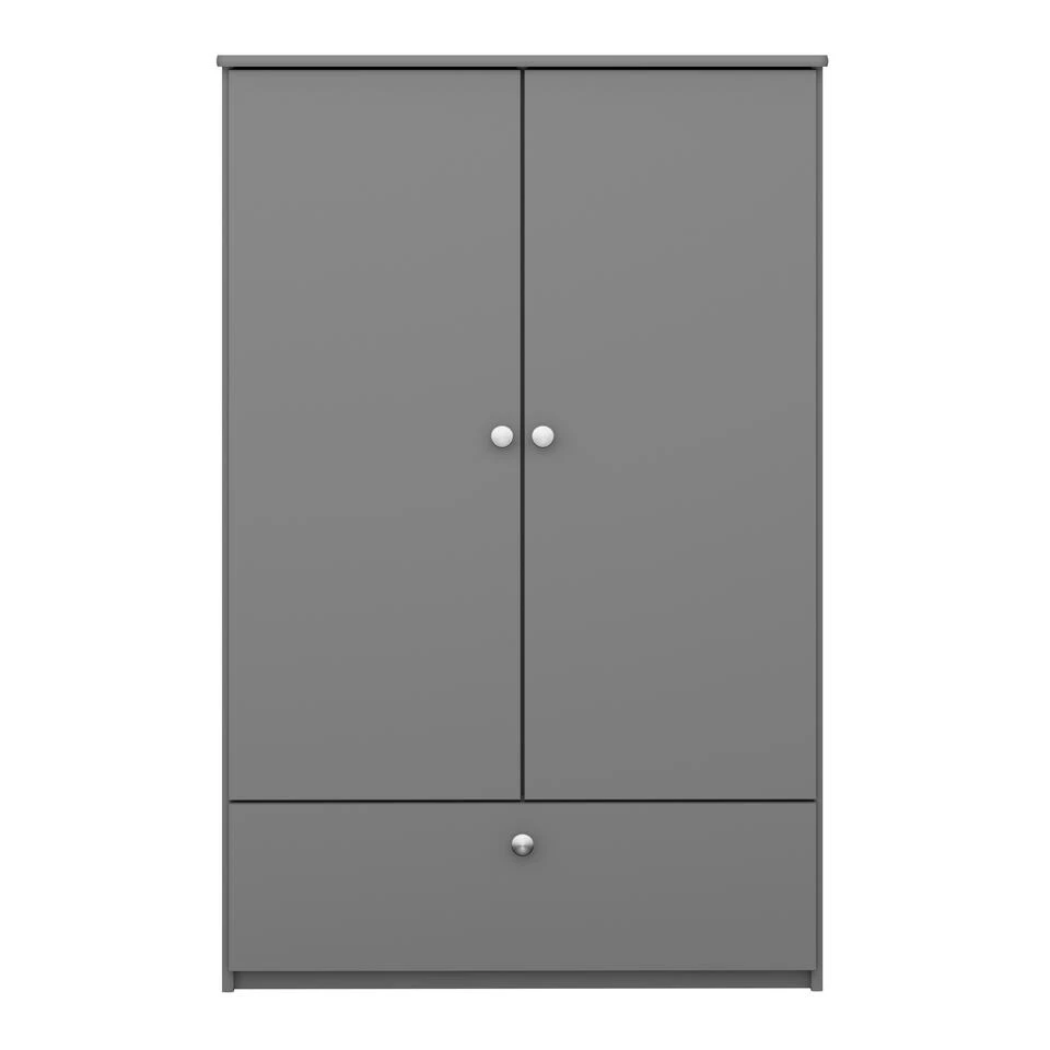 Hioshop Kledingkast Molly,Oscar Kids - 2 Deuren - Grijs 4 Hioshop Kledingkast Molly,Oscar Kids - 2 Deuren - Grijs - Afbeelding 2