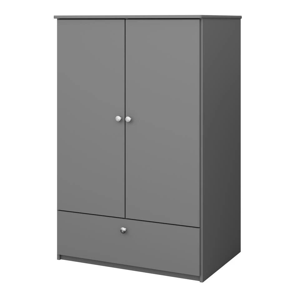 Hioshop Kledingkast Molly,Oscar Kids - 2 Deuren - Grijs 5 Hioshop Kledingkast Molly,Oscar Kids - 2 Deuren - Grijs - Afbeelding 3