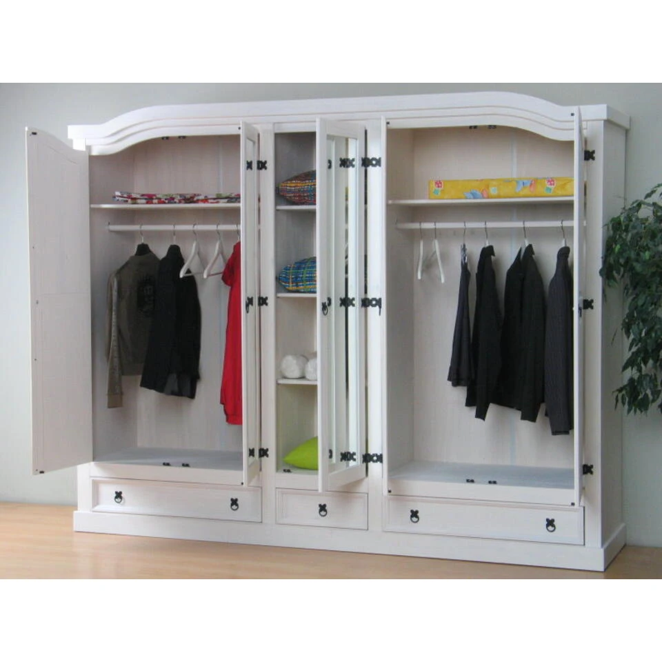 Hioshop Kledingkast New Mexico 5-deurs - Wit 5 Hioshop Kledingkast New Mexico 5-deurs - Wit - Afbeelding 3