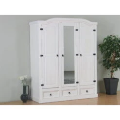 Hioshop Kledingkast New Mexico 3-deurs - Wit -RoomStyle Verkoopwinkel 1000064537 0101