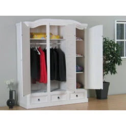 Hioshop Kledingkast New Mexico 3-deurs - Wit -RoomStyle Verkoopwinkel 1000064537 0110