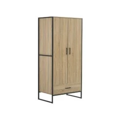 Beliani Kledingkast SCHWEDT - Lichte Houtkleur Vezelplaat