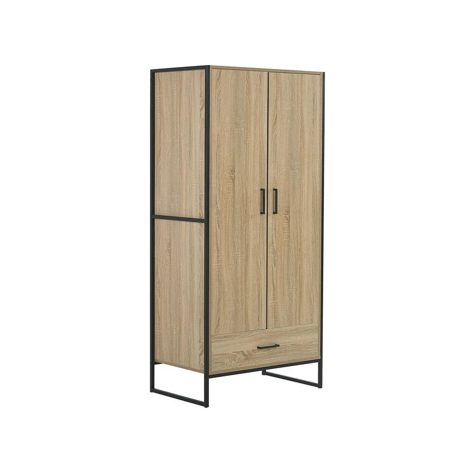 Beliani Kledingkast SCHWEDT - Lichte Houtkleur Vezelplaat 3 Beliani Kledingkast SCHWEDT - Lichte Houtkleur Vezelplaat