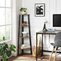 Boekenkast - Hoekkast - 4 Legplanken - 34x125x34 Cm - Vintage Bruin -RoomStyle Verkoopwinkel 1000068083 0102