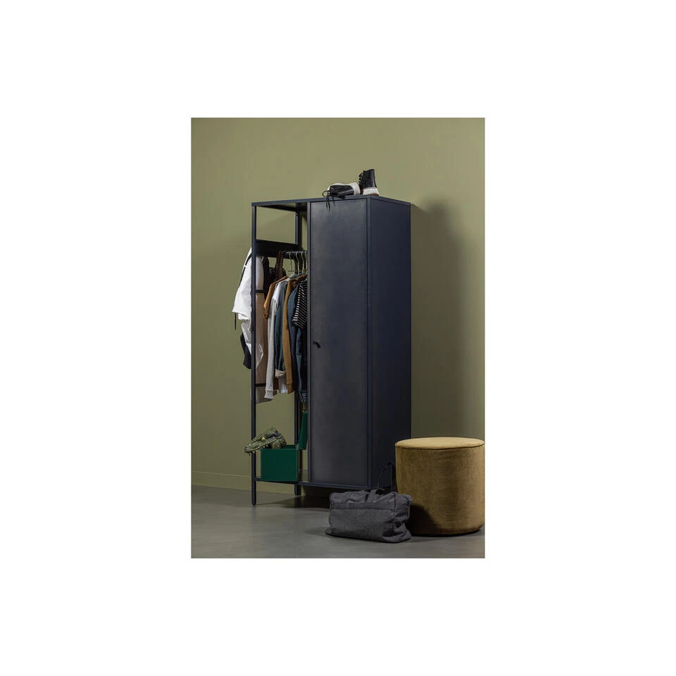 WOOOD Coen Garderobekast - Metaal - Antraciet - 180x80x50 6 WOOOD Coen Garderobekast - Metaal - Antraciet - 180x80x50 - Afbeelding 4