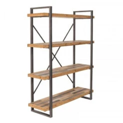 Giga Meubel Boekenkast Hout & Metaal - 39x120x149cm - Open Kast Joy -RoomStyle Verkoopwinkel 1000073365 0102