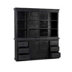 Buffetkast Denver Black 200x220cm Recht - Mangohout - Zwart - Rechthoekig -RoomStyle Verkoopwinkel 1000073506 0102