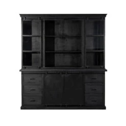Buffetkast Denver Black 200x220cm Recht - Mangohout - Zwart - Rechthoekig