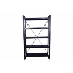 Boekenkast Minneapolis Black 120cm - Mangohout - Zwart - Rechthoekig