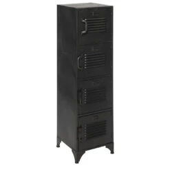 Rootsmann Lockerkast Zwart - Locker Met 4 Deuren - Metaal -RoomStyle Verkoopwinkel 1000074635 0102