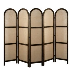 LW Collection Kamerscherm 5 Panelen Bruin 170X200CM - Paravent Rond - Scheidings