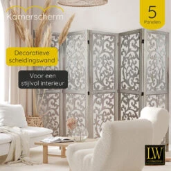 LW Collection Kamerscherm 5 Panelen Bruin 170X200CM - Paravent - Scheidingswand -RoomStyle Verkoopwinkel 1000078135 0101