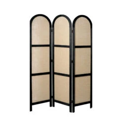 LW Collection Kamerscherm 3 Panelen Zwart 170X120CM - Paravent Rond - Scheidings
