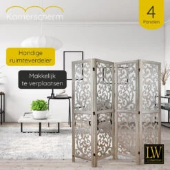 LW Collection Kamerscherm 4 Panelen Bruin 170X160CM - Paravent - Scheidingswand -RoomStyle Verkoopwinkel 1000078141 0102