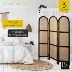 LW Collection Kamerscherm 3 Panelen Bruin 170X120CM - Paravent Rond - Scheidings -RoomStyle Verkoopwinkel 1000078151 0102