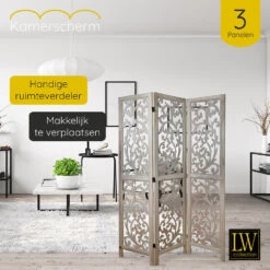 LW Collection Kamerscherm 3 Panelen Bruin 170X120CM - Paravent - Scheidingswand 8 LW Collection Kamerscherm 3 Panelen Bruin 170X120CM - Paravent - Scheidingswand -RoomStyle Verkoopwinkel 1000078152 0102