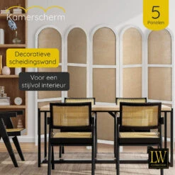 LW Collection Kamerscherm 5 Panelen Wit 170X200CM - Paravent Rond - Scheidingswa -RoomStyle Verkoopwinkel 1000078154 0101