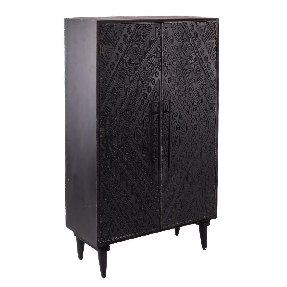 Rootsmann Opbergkast Zwart - Hout Ibiza Stijl - Hout 5 Rootsmann Opbergkast Zwart - Hout Ibiza Stijl - Hout - Afbeelding 3