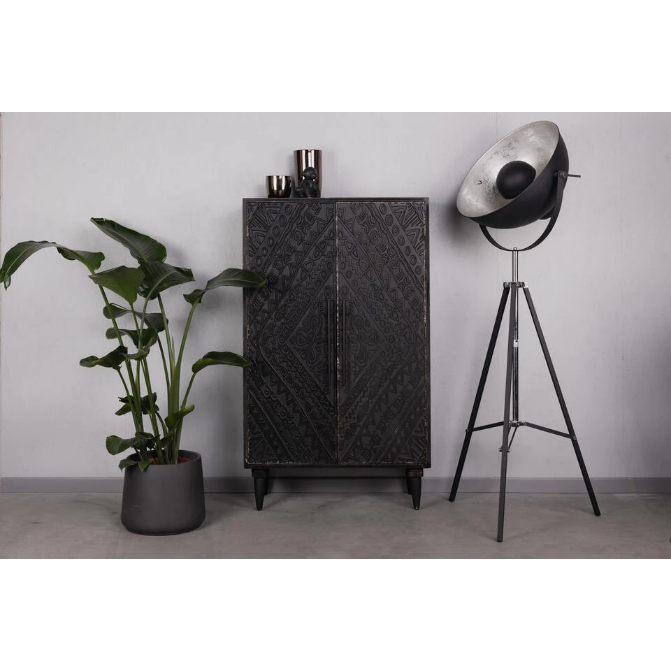 Rootsmann Opbergkast Zwart - Hout Ibiza Stijl - Hout 6 Rootsmann Opbergkast Zwart - Hout Ibiza Stijl - Hout - Afbeelding 4