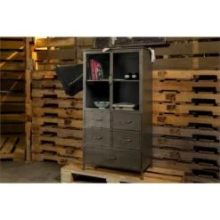 Rootsmann Buffetkast Industrieel - Lockerkast Grijs Metaal - Metaal -RoomStyle Verkoopwinkel 1000084432 0102