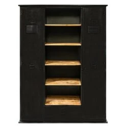 Rootsmann Industriële Boekenkast - Zwart Metaal & Mangohout - Metaal