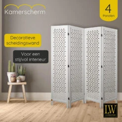 LW Collection Kamerscherm 4 Panelen Wit 170X160CM - Paravent - Scheidingswand -RoomStyle Verkoopwinkel 1000085783 0101