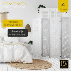 LW Collection Kamerscherm 4 Panelen Wit 170X160CM - Paravent - Scheidingswand -RoomStyle Verkoopwinkel 1000085783 0102