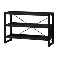 Boekenkast Minneapolis Black 120cm Laag - Mangohout - Zwart - Rechthoekig -RoomStyle Verkoopwinkel 1000088672 0103
