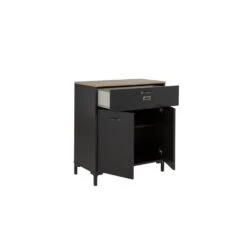 Diagone Buffetkast Manchester - 1 Lade 2 Deuren - Zwart/Eikenkleur -RoomStyle Verkoopwinkel 1000089236 0103