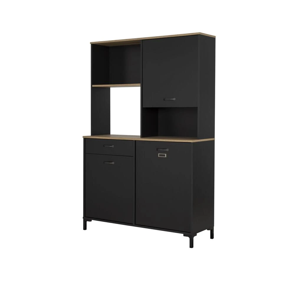 Diagone Servieskast Manchester - 3 Deuren - Zwart/Eikenkleur 6 Diagone Servieskast Manchester - 3 Deuren - Zwart/Eikenkleur - Afbeelding 4