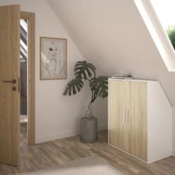 Diagone Kledingkast Under - Onder Trap Of Plafond 2 Deuren - Wit/hout -RoomStyle Verkoopwinkel 1000089247 0104