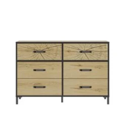 Diagone Ladekast Armor - 6 Laden - Zwart/eikenkleur