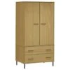 VidaXL Kledingkast Metalen Poten OSLO 90x55x172,5 Cm Grenenhout Bruin -RoomStyle Verkoopwinkel 1000089564
