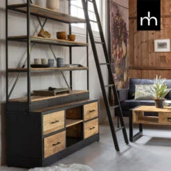 Boekenkast Lincoln 160 X 245cm - Mangohout - Bruin - Rechthoekig -RoomStyle Verkoopwinkel 1000090798 0101