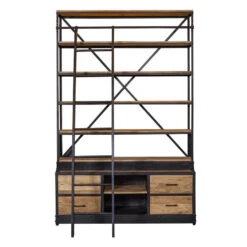 Boekenkast Lincoln 160 X 245cm - Mangohout - Bruin - Rechthoekig -RoomStyle Verkoopwinkel 1000090798 0102