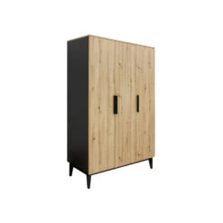 ToiToiKids Xem 3-deurskast - Mat Zwart/Eiken 8 ToiToiKids Xem 3-deurskast - Mat Zwart/Eiken -RoomStyle Verkoopwinkel 1000092483 0102