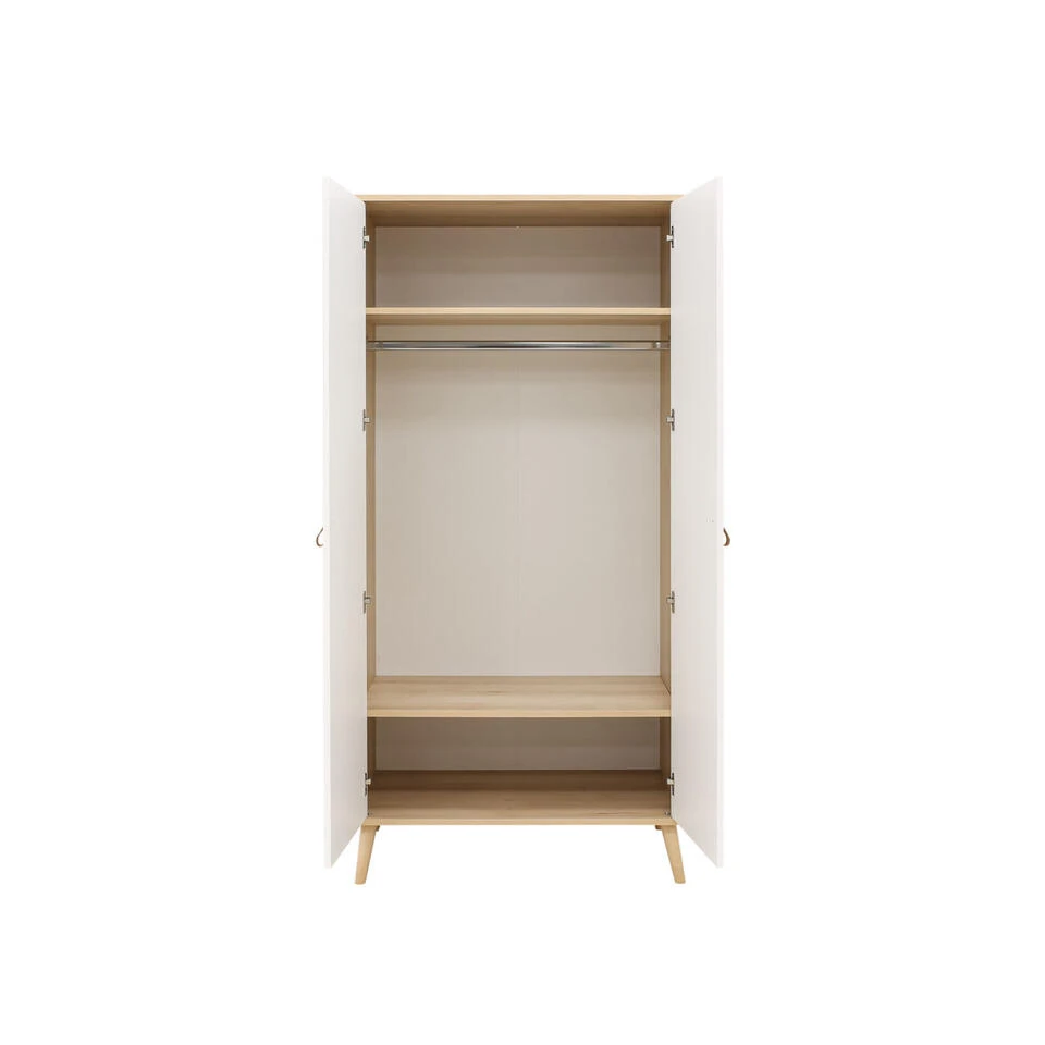 ToiToiKids Jort 2-deurskast - Wit/Naturel 4 ToiToiKids Jort 2-deurskast - Wit/Naturel - Afbeelding 2