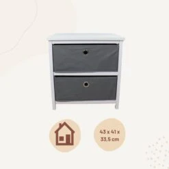 Orange85 Ladekast 2 Lades Lage Kast Opbergkast Speelgoed Nachtkastje Wit Grijs -RoomStyle Verkoopwinkel 1000094211 0111