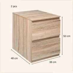 MISOU Nachtkastjes Set Van 2 Ladekastje Bruin 48x38x50cm Hout -RoomStyle Verkoopwinkel 1000094212 0111