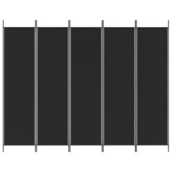 VidaXL Kamerscherm Met 5 Panelen 250x200 Cm Stof Zwart 8 VidaXL Kamerscherm Met 5 Panelen 250x200 Cm Stof Zwart -RoomStyle Verkoopwinkel 1000094253 0102