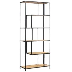 Boekenkast Jaxx - Zwart/naturel - 185x77x35 Cm -RoomStyle Verkoopwinkel 10600665 0300