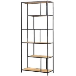 Boekenkast Jaxx - Zwart/naturel - 185x77x35 Cm -RoomStyle Verkoopwinkel 10600665 0301