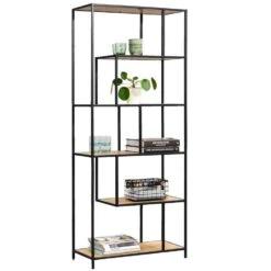 Boekenkast Jaxx - Zwart/naturel - 185x77x35 Cm -RoomStyle Verkoopwinkel 10600665 0330