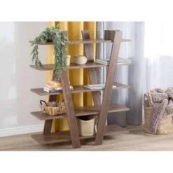 Beliani Boekenkast ESCALANTE - Donkere Houtkleur Vezelplaat -RoomStyle Verkoopwinkel 1131179362 0103