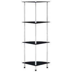 VidaXL Kastje 4-laags 30x30x100 Cm Gehard Glas Zwart