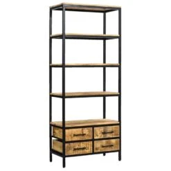 Boekenkast Kyan - Zwart/naturel - 190x80x40 Cm -RoomStyle Verkoopwinkel 11600731 0300