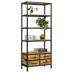 Boekenkast Kyan - Zwart/naturel - 190x80x40 Cm -RoomStyle Verkoopwinkel 11600731 0330
